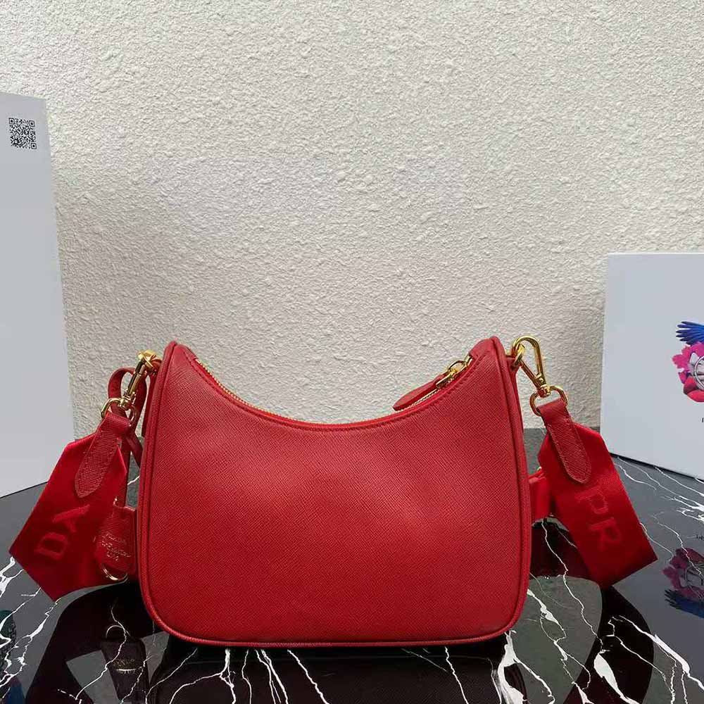 Prada Women Prada Re-Edition 2005 Saffiano Leather Bag-Red