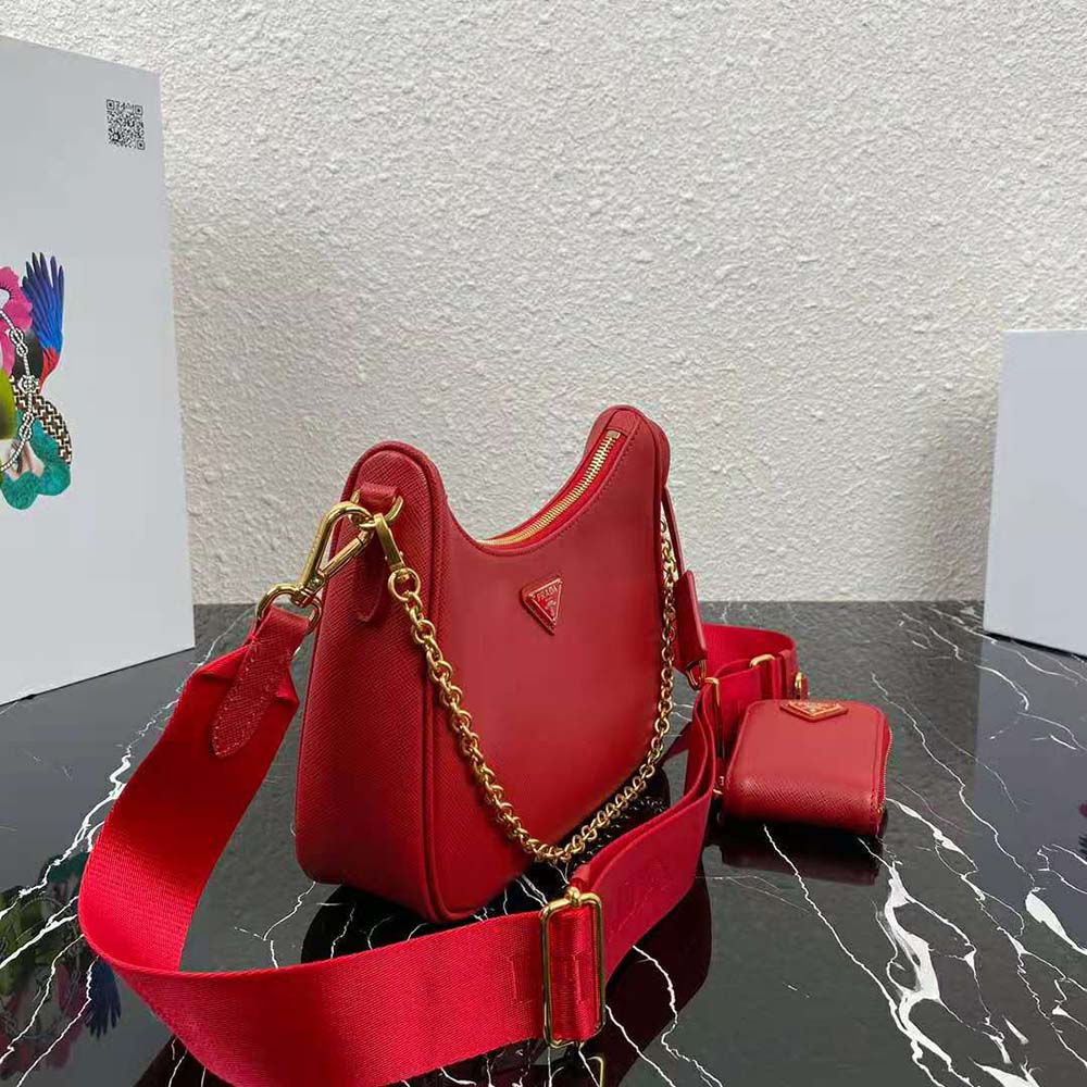 Prada Women Prada Re-Edition 2005 Saffiano Leather Bag-Red