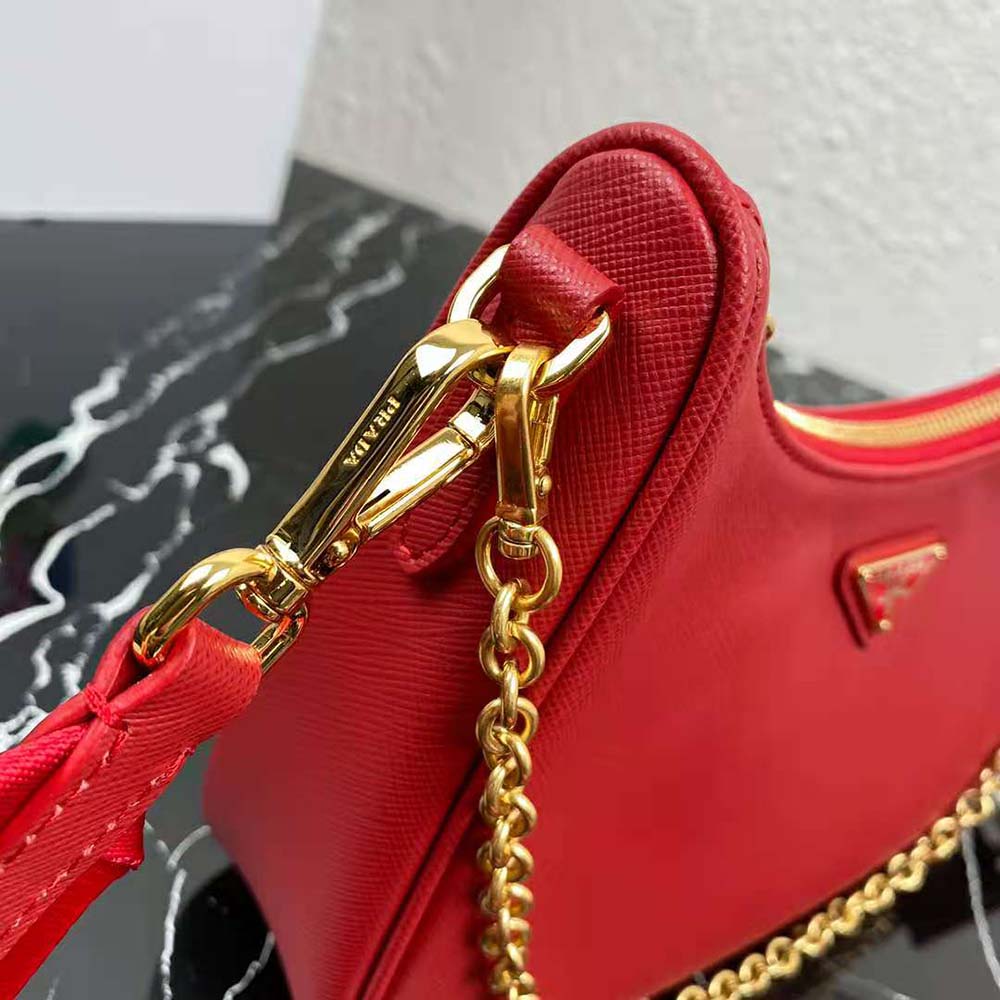 Prada Women Prada Re-Edition 2005 Saffiano Leather Bag-Red