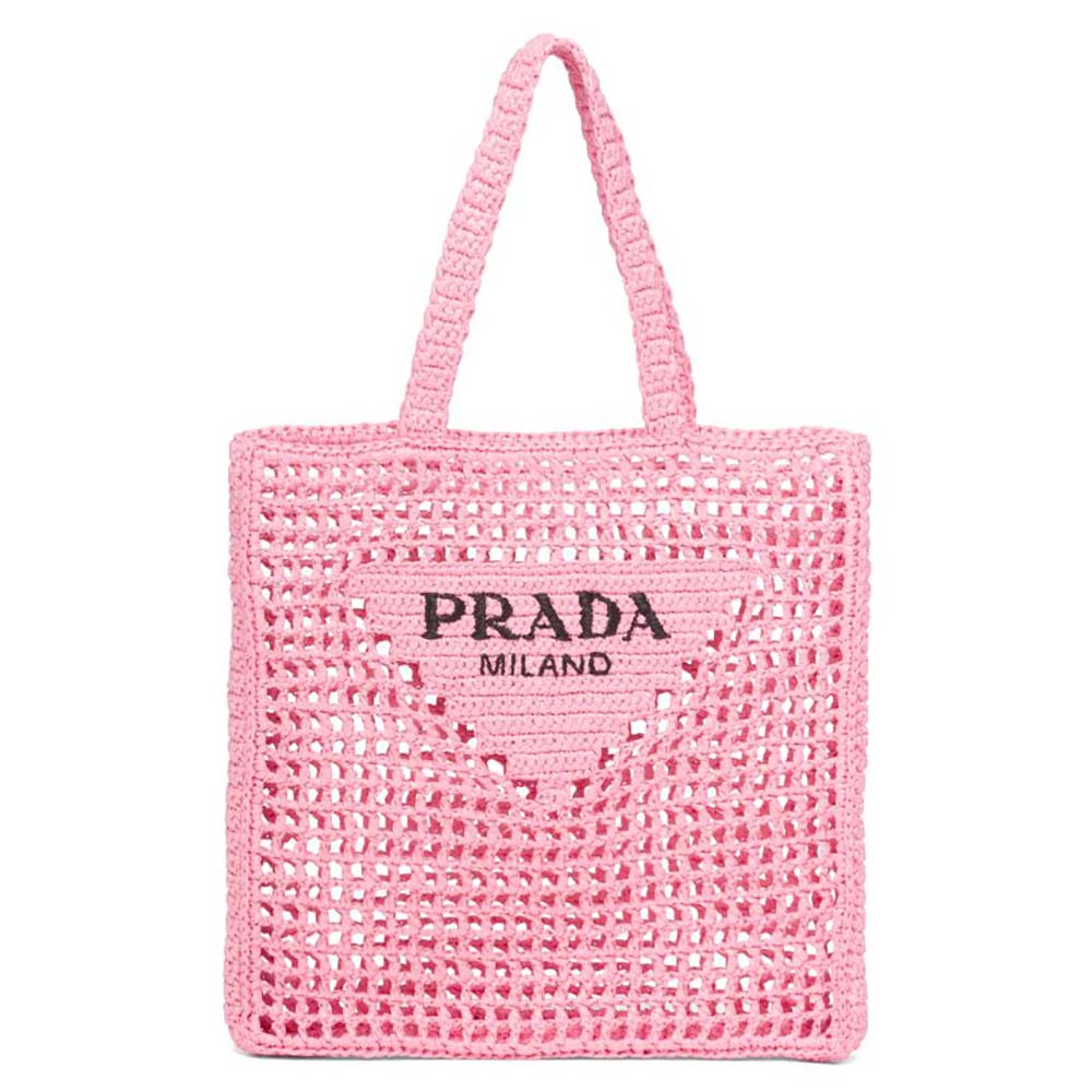 Prada Women Raffia Tote Bag-Pink