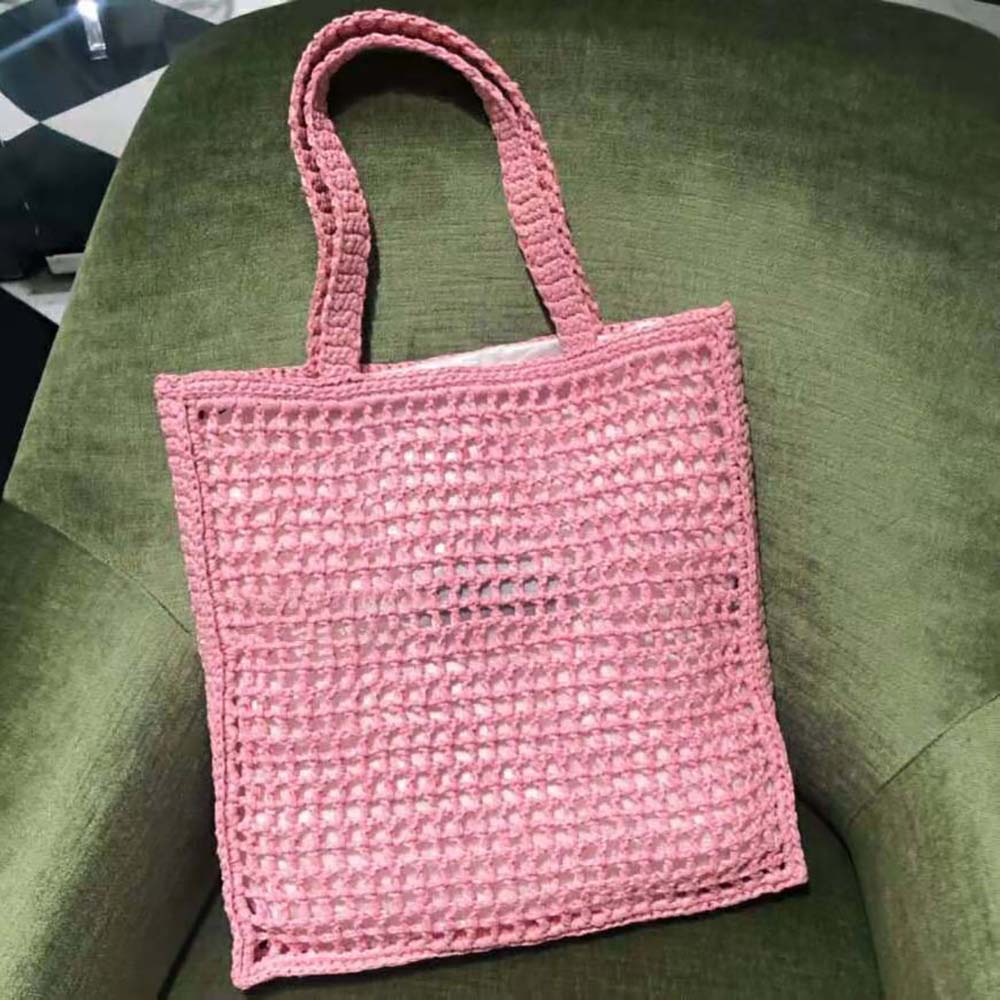 Prada Women Raffia Tote Bag-Pink