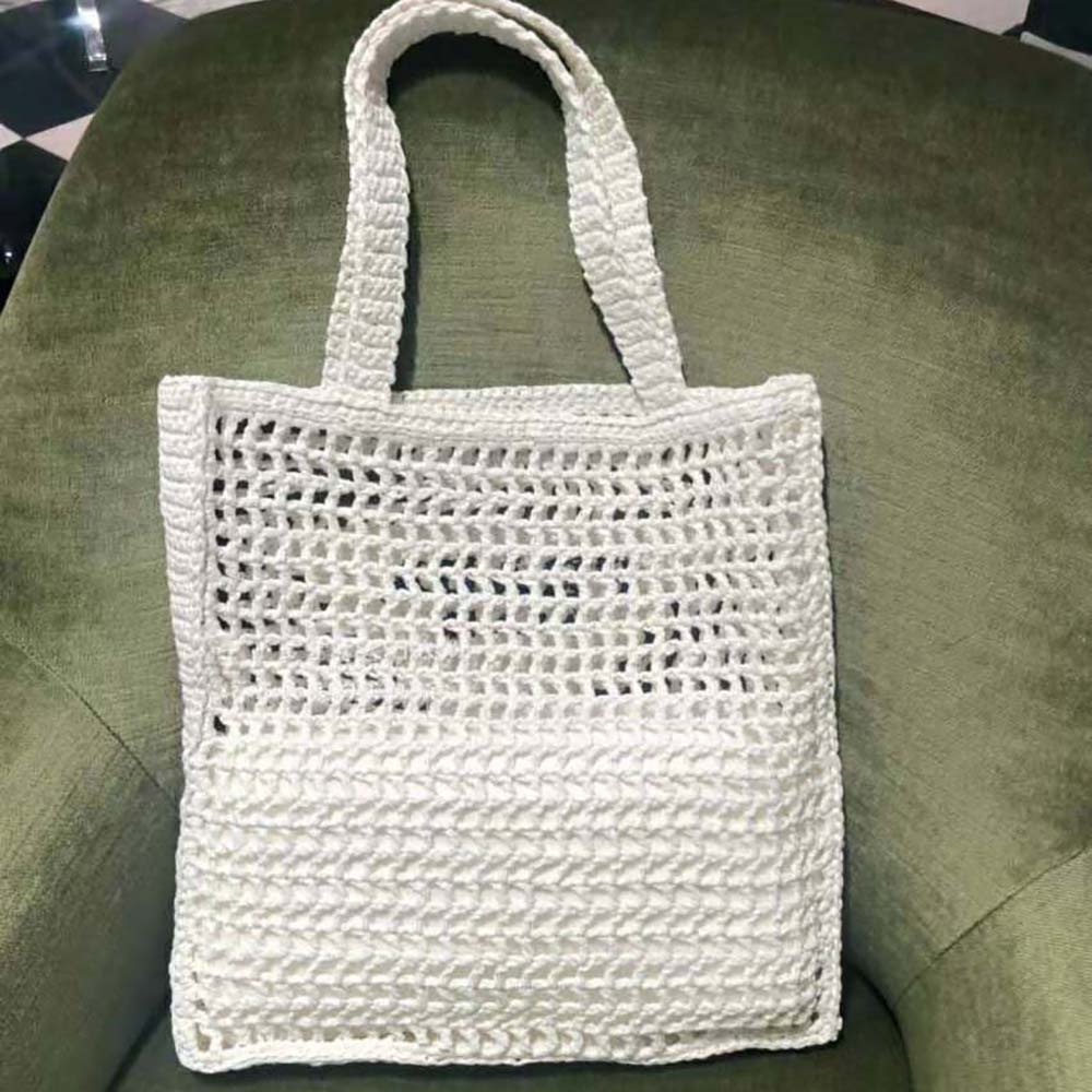 Prada Women Raffia Tote Bag-White