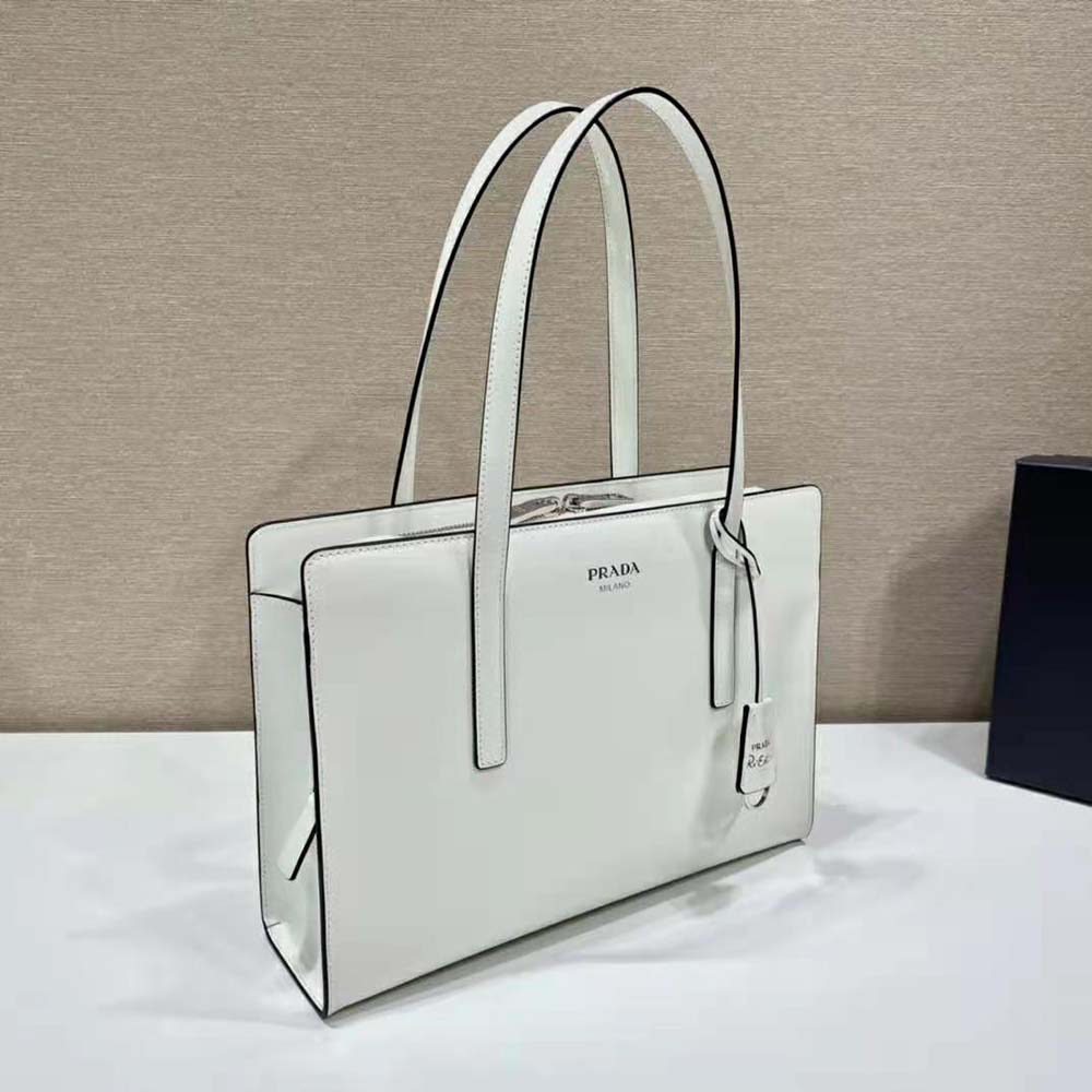 Prada Women Re-Edition 1995 Brushed-Leather Medium Handbag-White