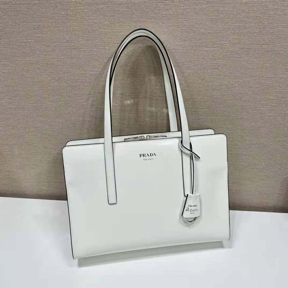 Prada Women Re-Edition 1995 Brushed-Leather Medium Handbag-White