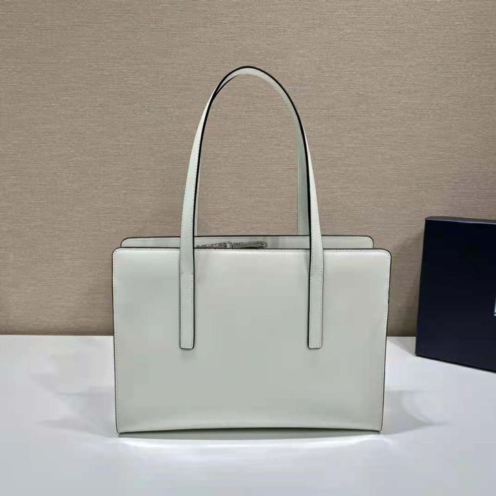 Prada Women Re-Edition 1995 Brushed-Leather Medium Handbag-White