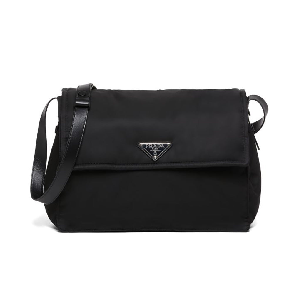 Prada Women Re-Nylon Large Padded Shoulder Bag-Black