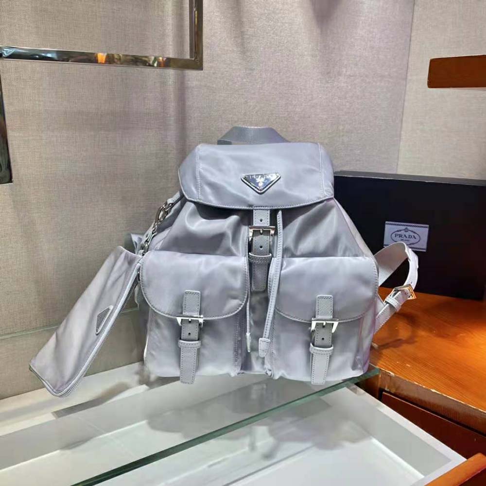 Prada Women Re-Nylon Medium Backpack-Silver