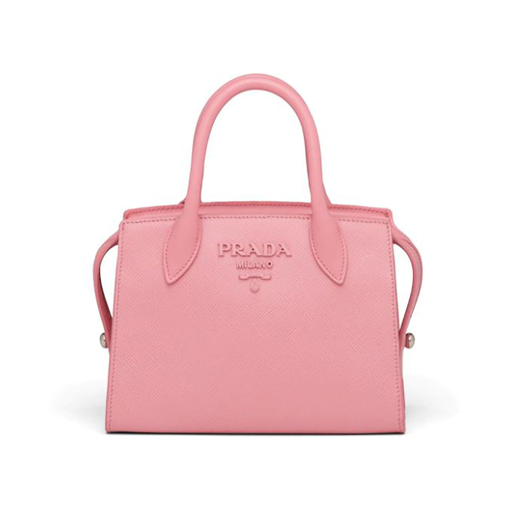 Prada Women Saffiano Leather Prada Monochrome Bag-Pink