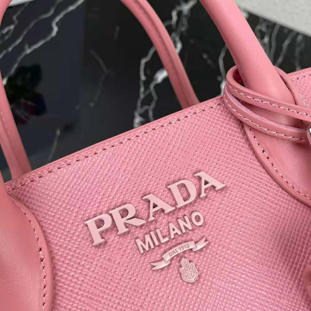 Prada Women Saffiano Leather Prada Monochrome Bag-Pink