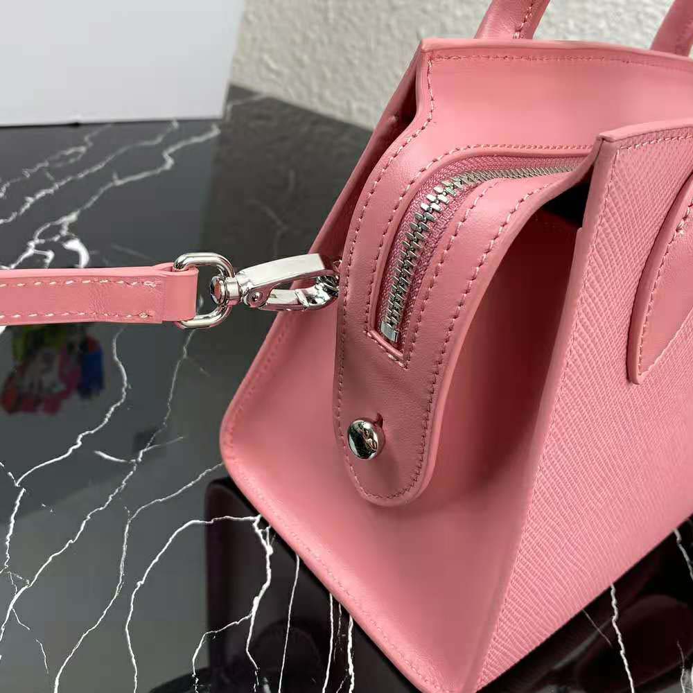 Prada Women Saffiano Leather Prada Monochrome Bag-Pink