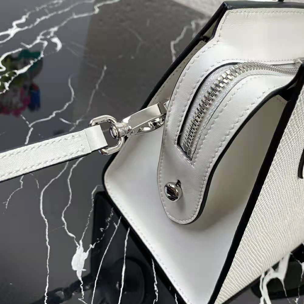 Prada Women Saffiano Leather Prada Monochrome Bag-White