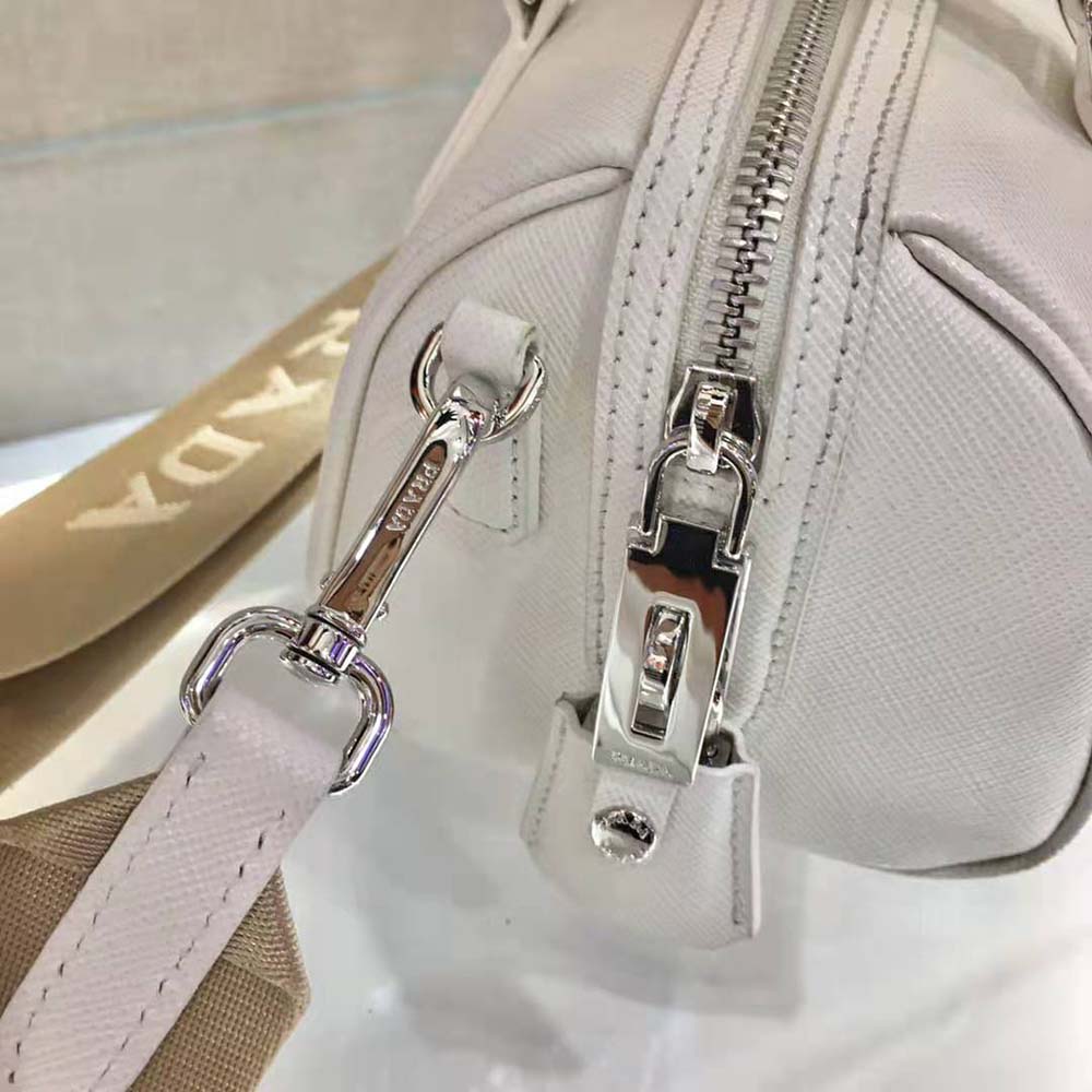 Prada Women Saffiano Leather Top-handle Bag-White