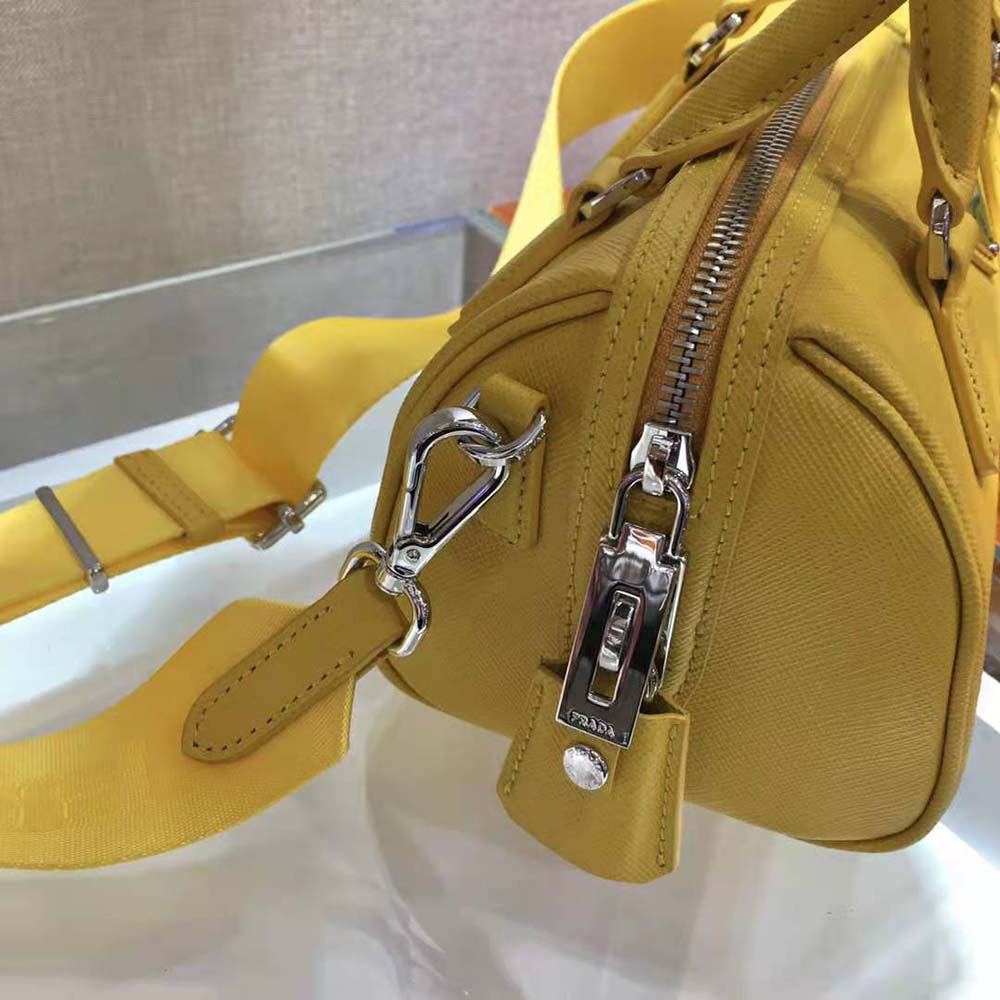 Prada Women Saffiano Leather Top-handle Bag-Yellow