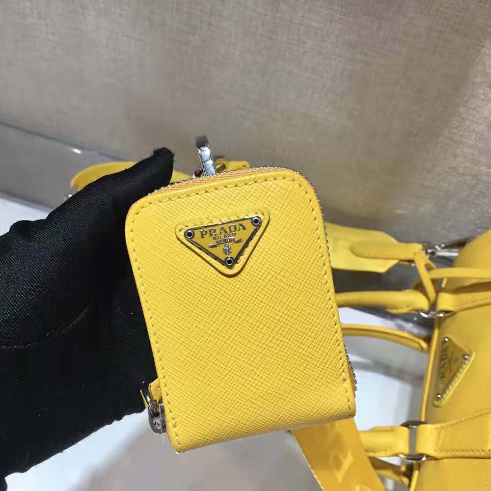 Prada Women Saffiano Leather Top-handle Bag-Yellow