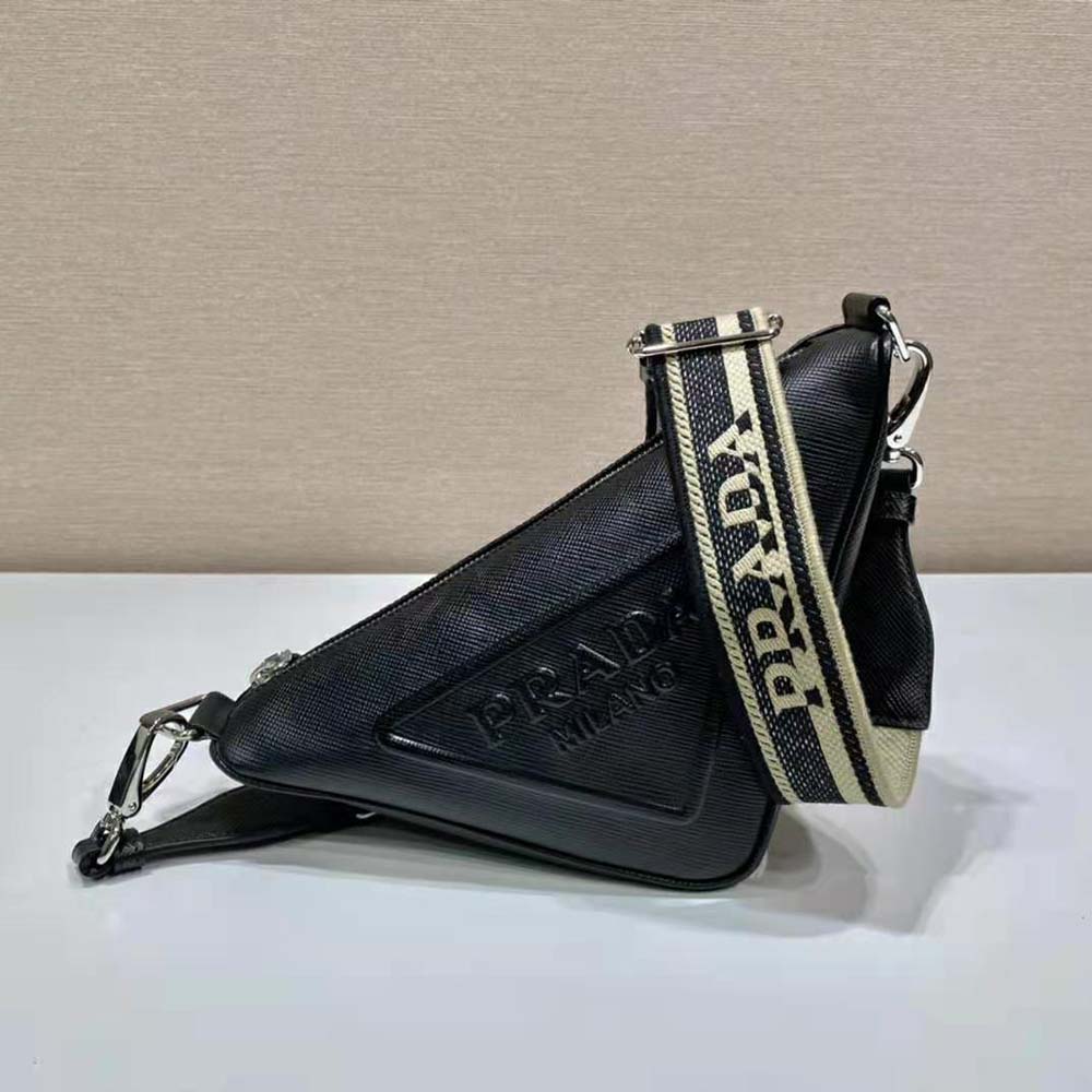 Prada Women Saffiano Prada Triangle Bag-Black