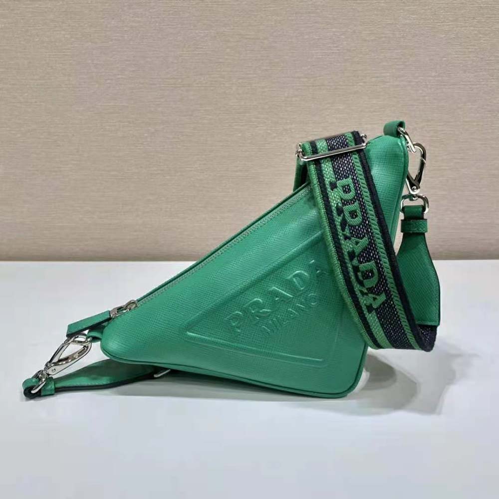 Prada Women Saffiano Prada Triangle Bag-Green