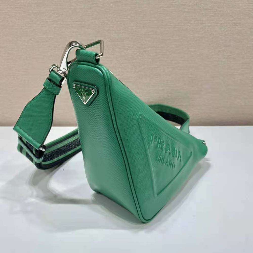 Prada Women Saffiano Prada Triangle Bag-Green