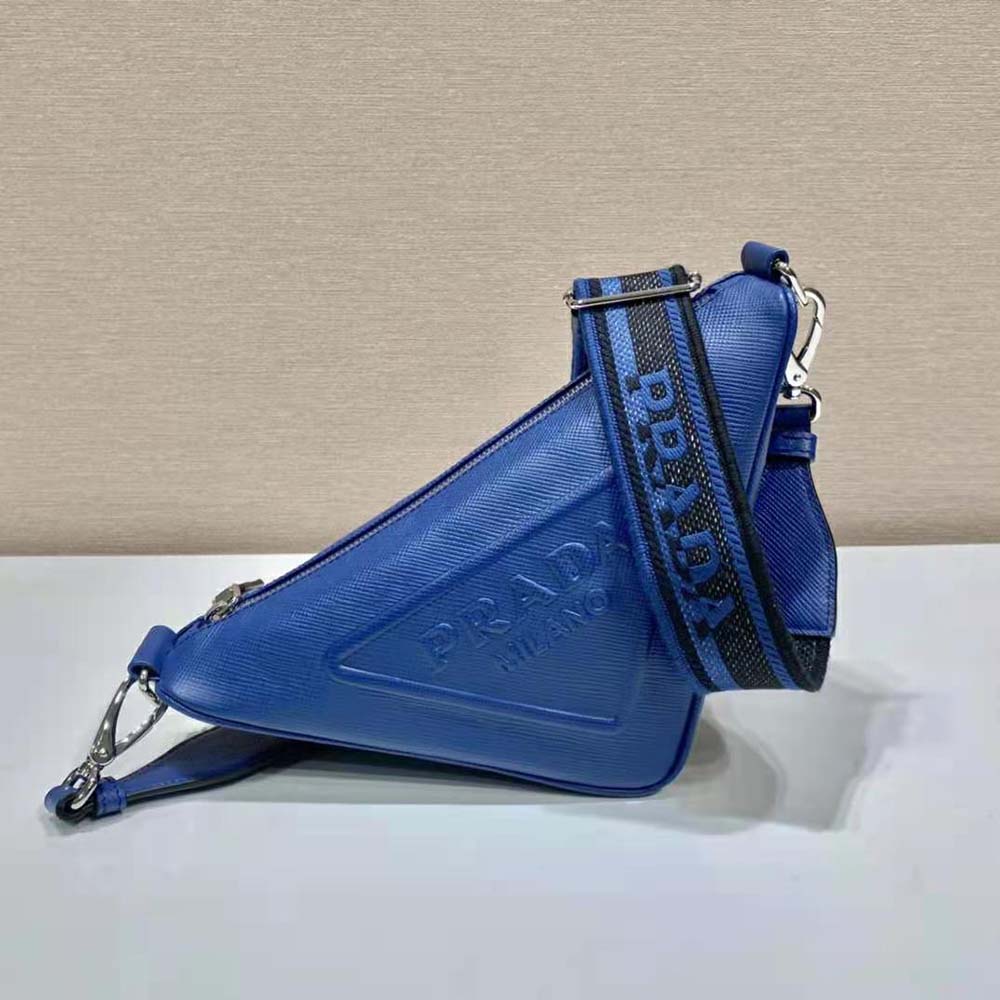 Prada Women Saffiano Prada Triangle Bag-Navy