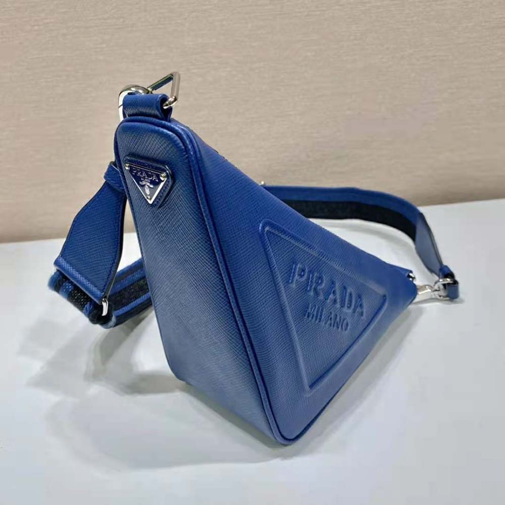 Prada Women Saffiano Prada Triangle Bag-Navy