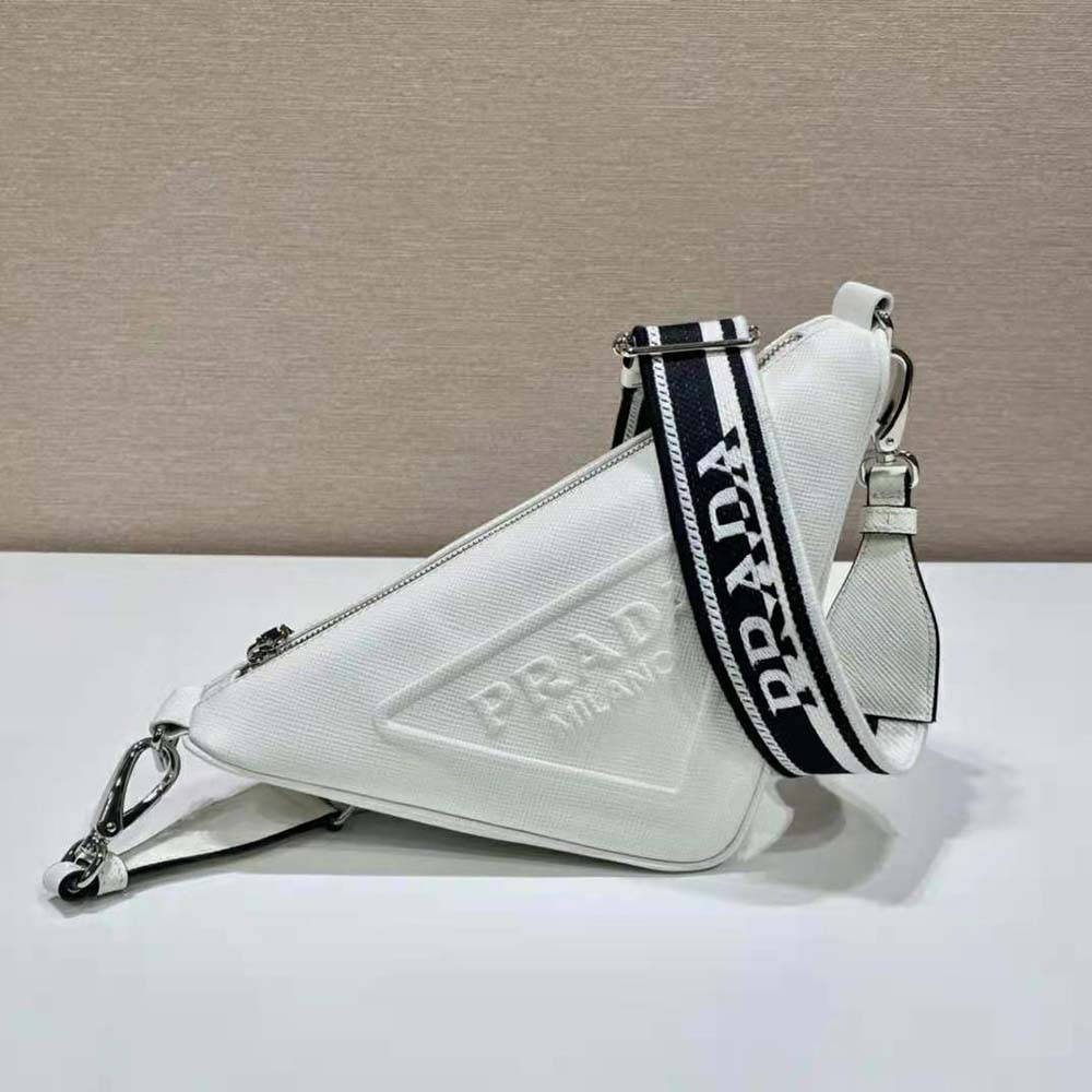 Prada Women Saffiano Prada Triangle Bag-White