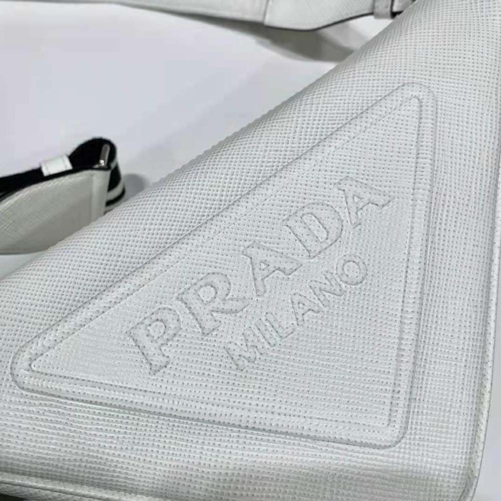 Prada Women Saffiano Prada Triangle Bag-White