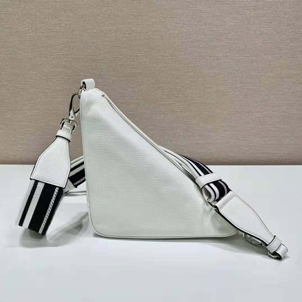 Prada Women Saffiano Prada Triangle Bag-White