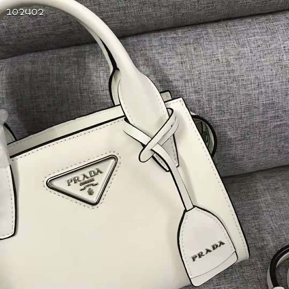 Prada Women Saffiano Leather Prada Kristen Handbag-White