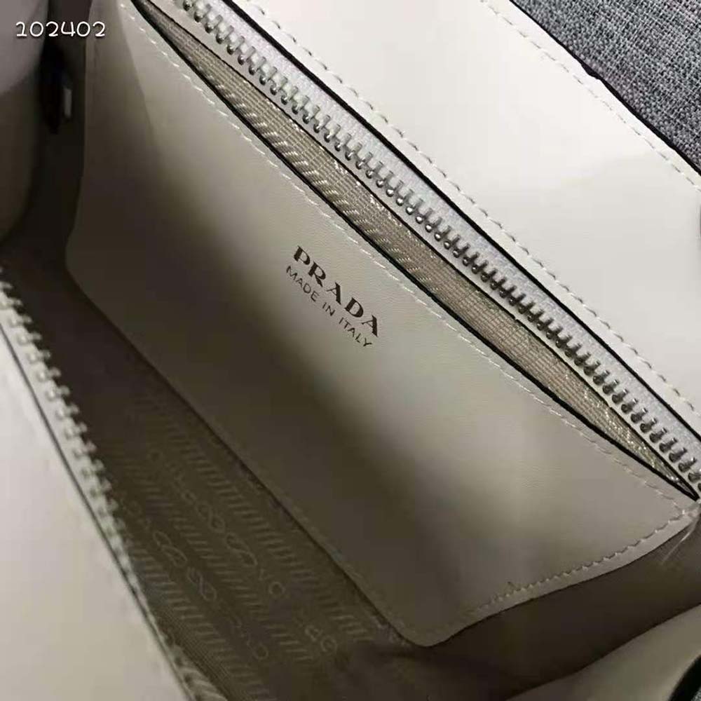 Prada Women Saffiano Leather Prada Kristen Handbag-White