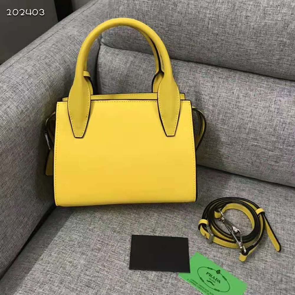 Prada Women Saffiano Leather Prada Kristen Handbag-Yellow