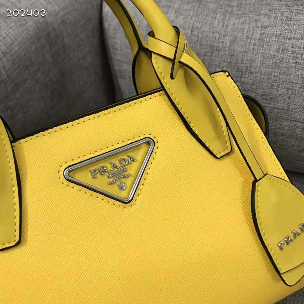 Prada Women Saffiano Leather Prada Kristen Handbag-Yellow