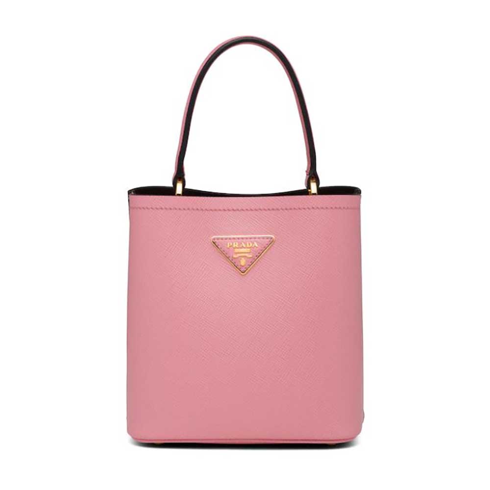 Prada Women Small Saffiano Leather Prada Panier Bag-Pink