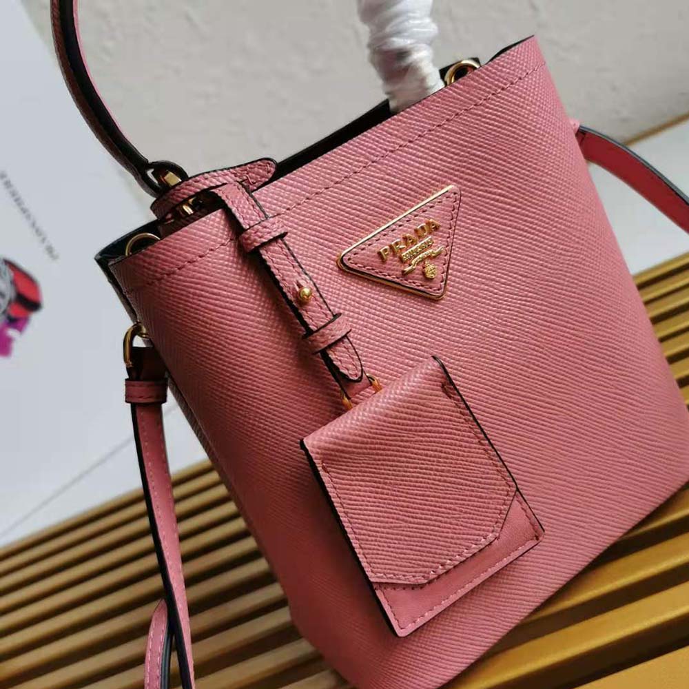 Prada Women Small Saffiano Leather Prada Panier Bag-Pink