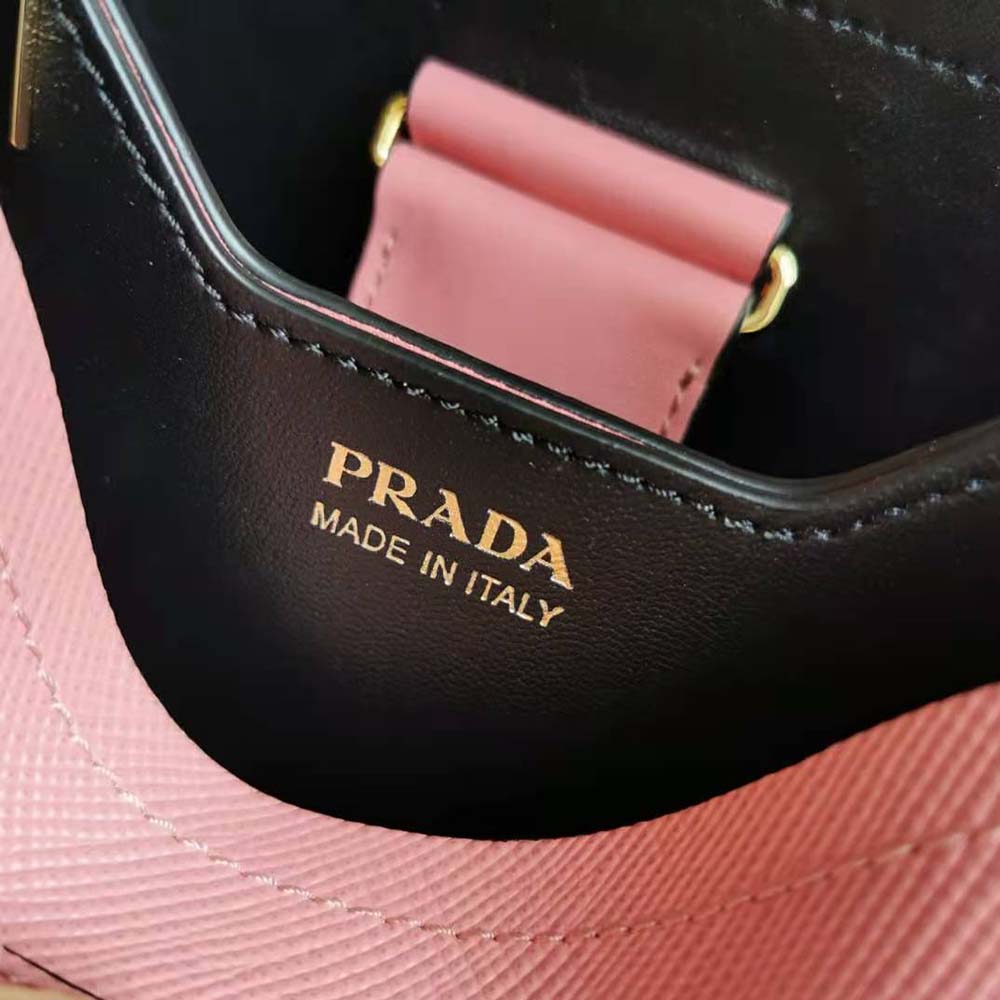 Prada Women Small Saffiano Leather Prada Panier Bag-Pink