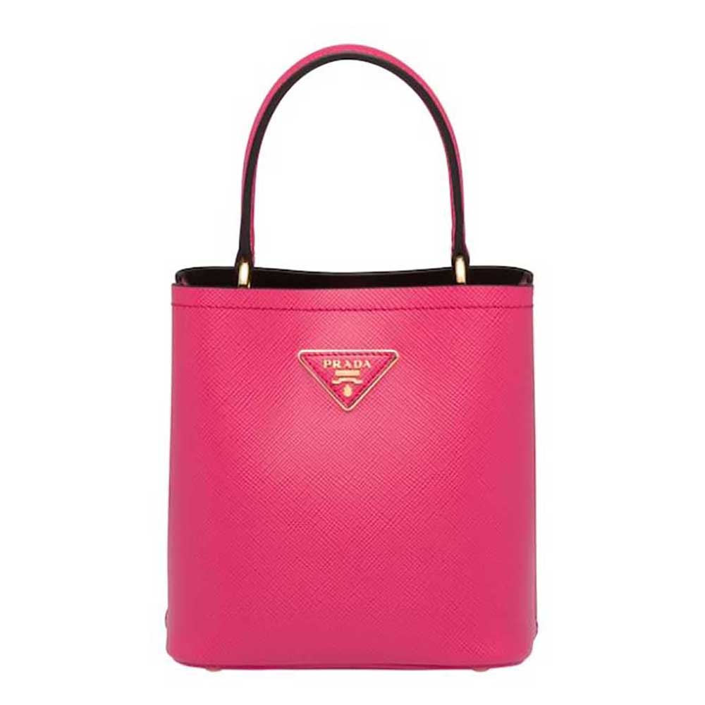 Prada Women Small Saffiano Leather Prada Panier Bag-Rose