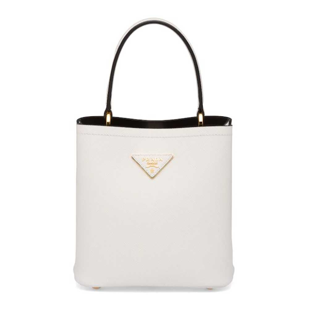 Prada Women Small Saffiano Leather Prada Panier Bag-White