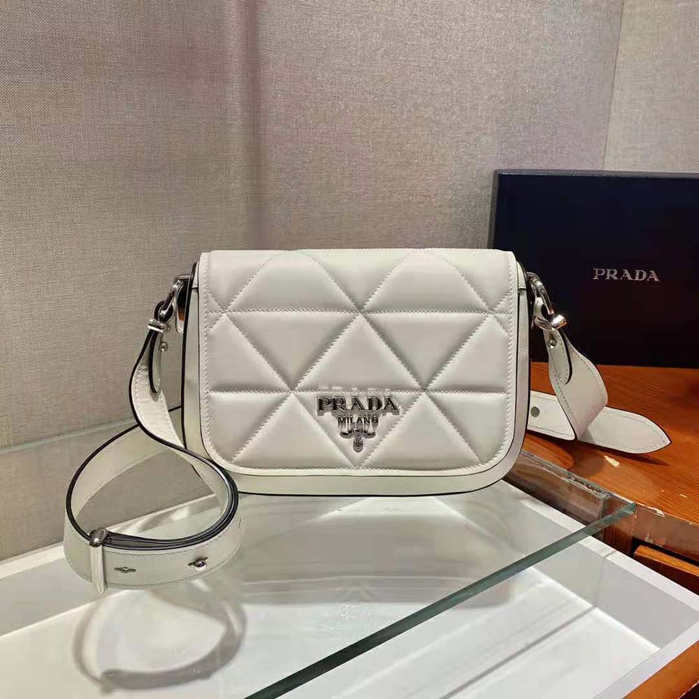 Prada Women Spectrum Leather Bag-White