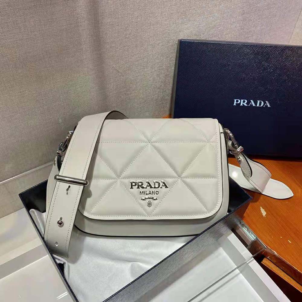 Prada Women Spectrum Leather Bag-White