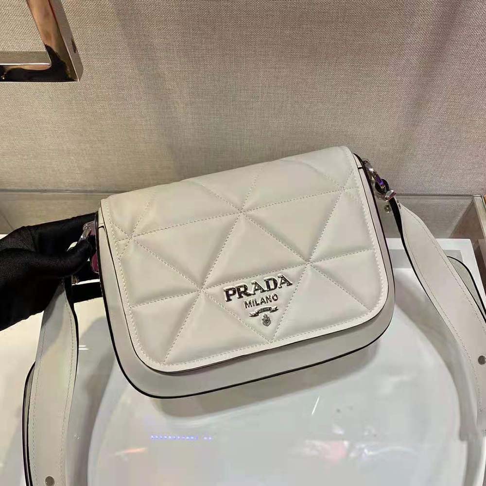 Prada Women Spectrum Leather Bag-White