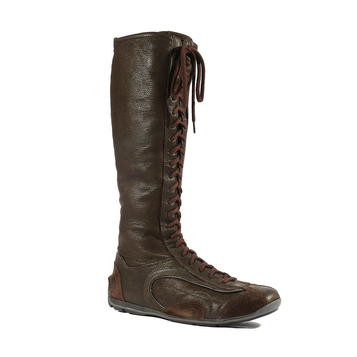 Prada Women's Shoes Tall Brown Leather Boots (PRW377)