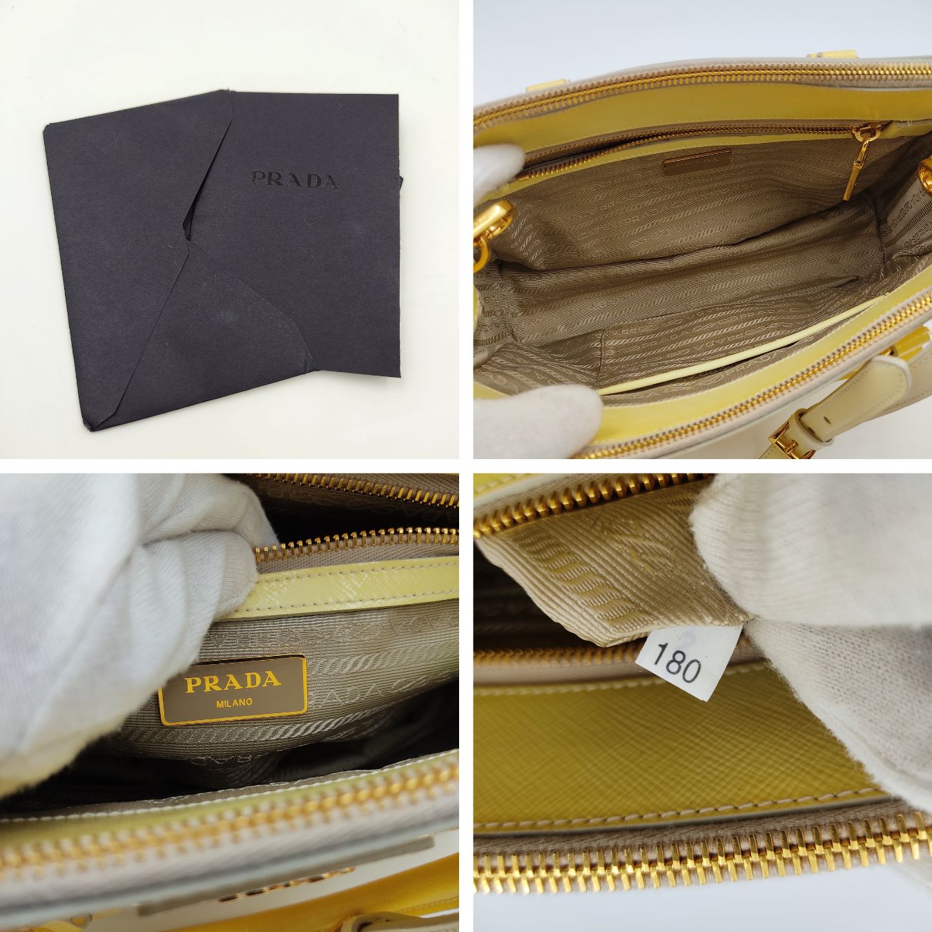 PRADA Mini Galleria bag in yellow patent leather