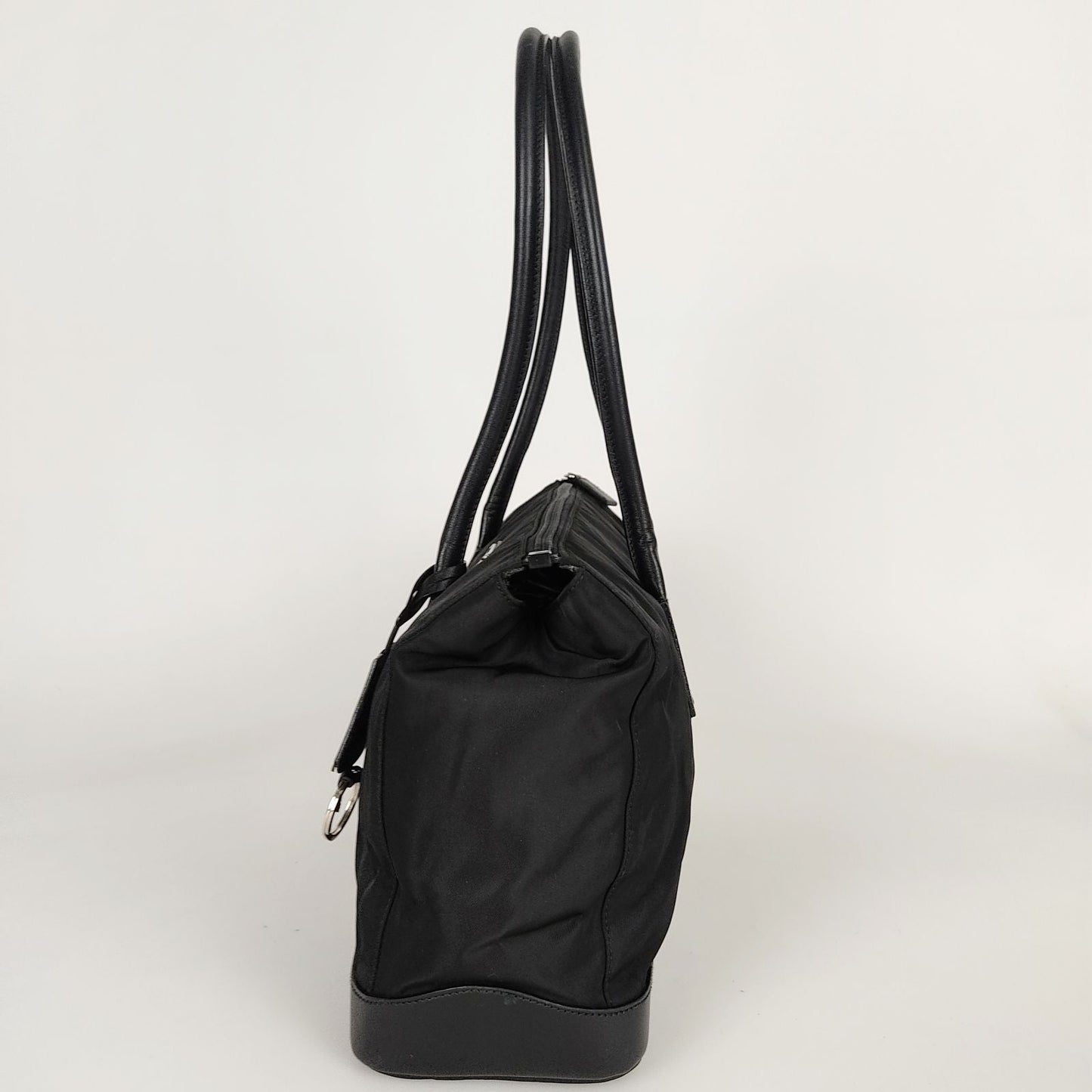 PRADA unisex shoulder bag in nylon and black leather