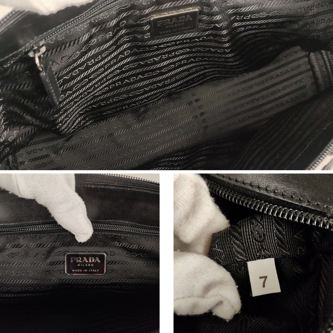 PRADA unisex shoulder bag in nylon and black leather