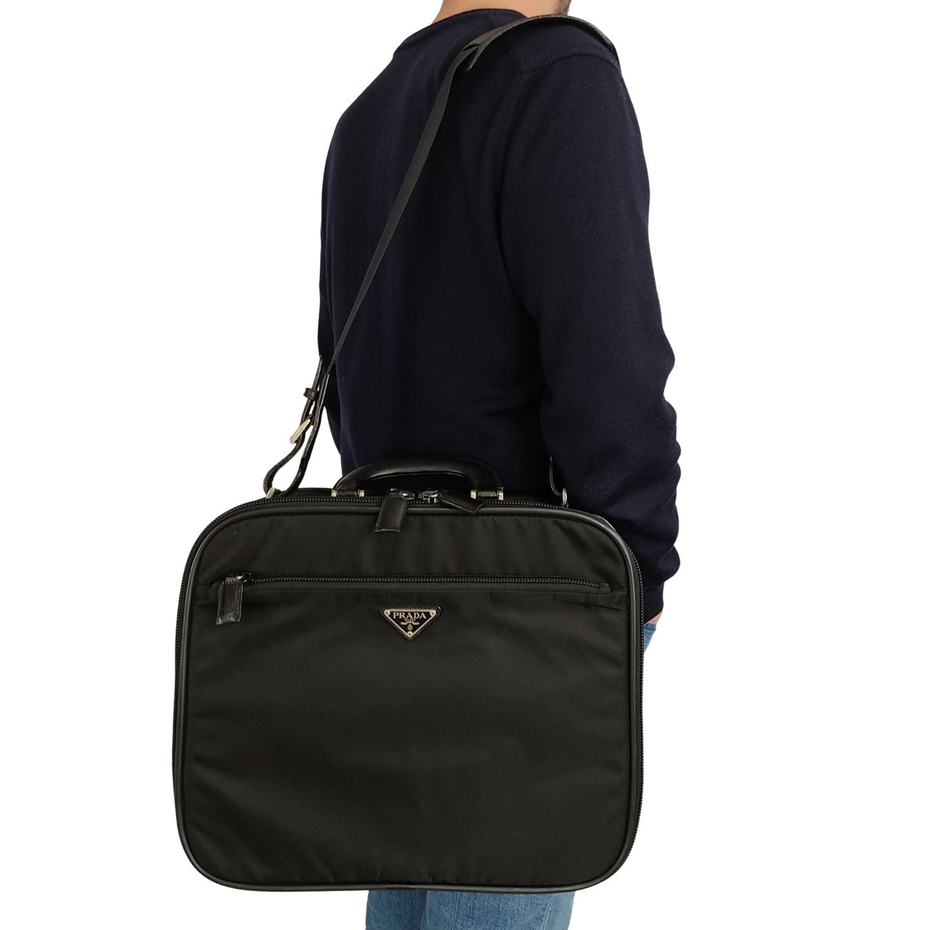 PRADA business bag in nylon and Saffiano leather