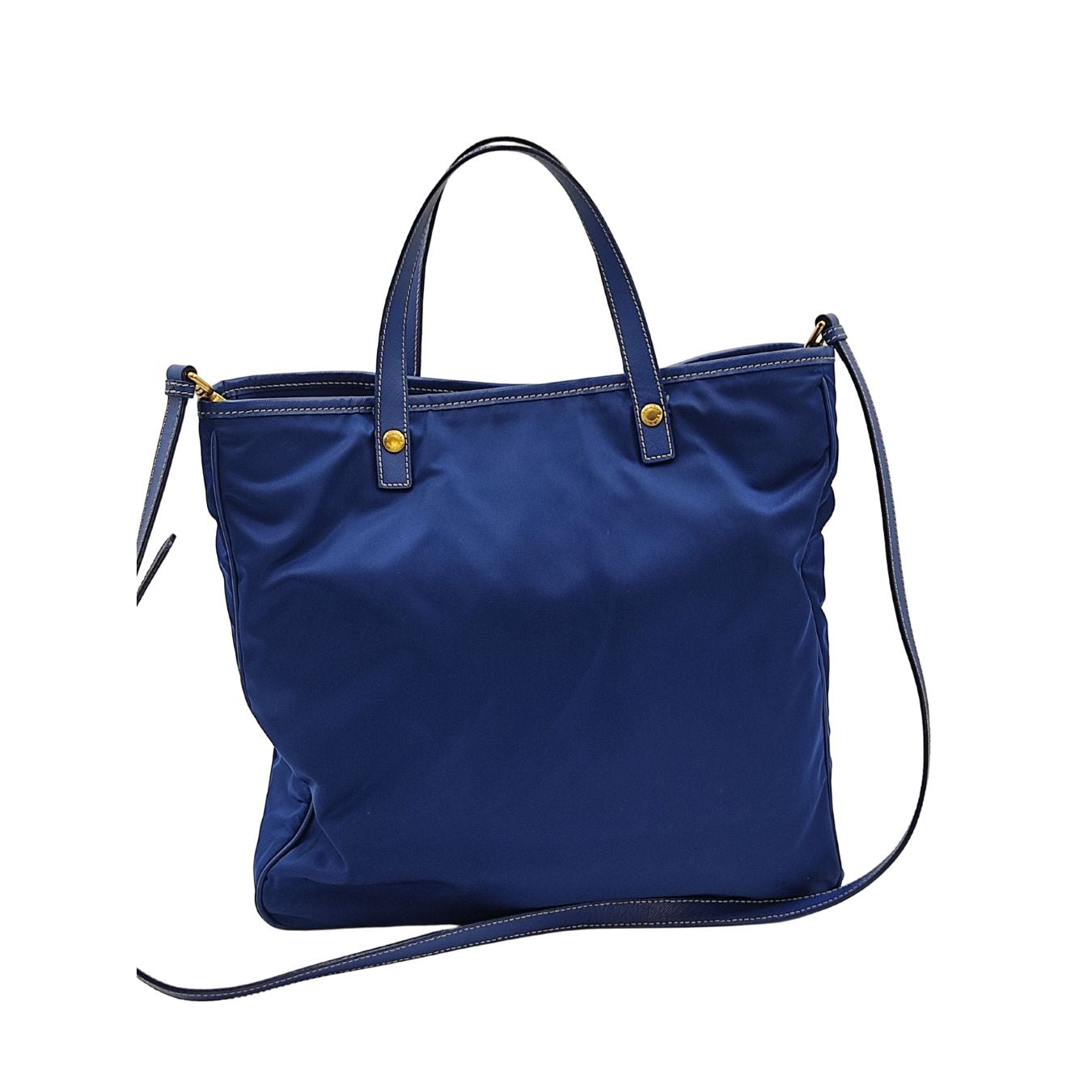 PRADA tote shoulder bag in light blue nylon with gold logo