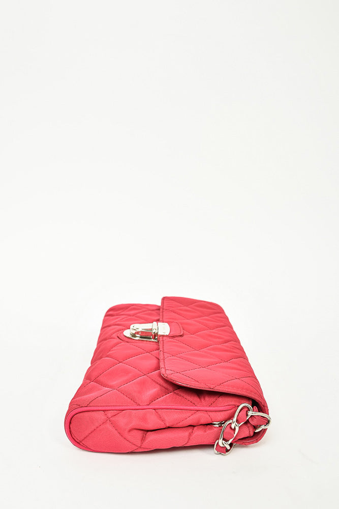 Prada Red Quilted Nylon Crossbody Bag with Chain Strap