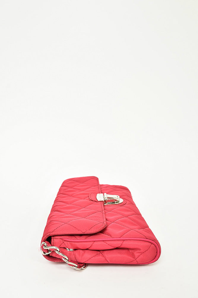 Prada Red Quilted Nylon Crossbody Bag with Chain Strap