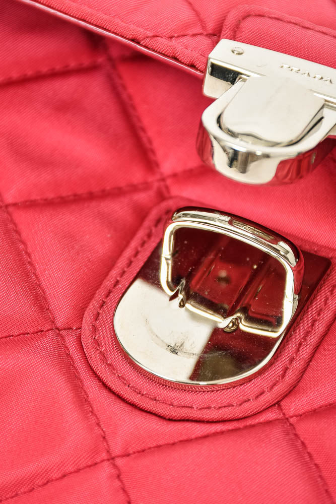 Prada Red Quilted Nylon Crossbody Bag with Chain Strap