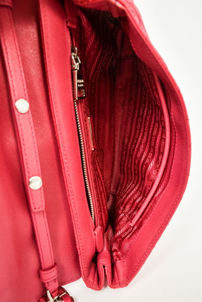 Prada Red Quilted Nylon Crossbody Bag with Chain Strap