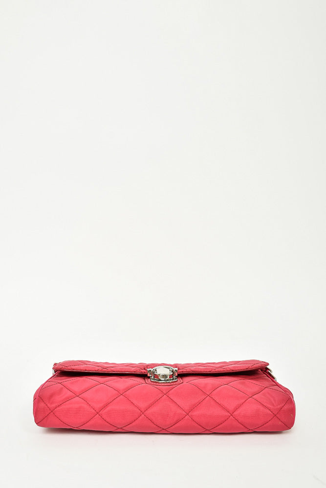 Prada Red Quilted Nylon Crossbody Bag with Chain Strap