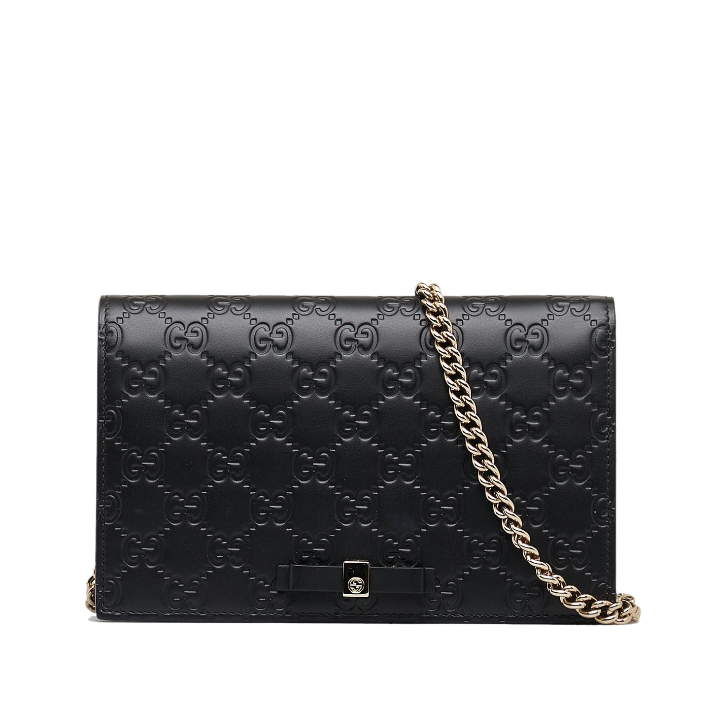 GUCCIMini ssima Bow Signature Wallet on Chain Crossbody Bag